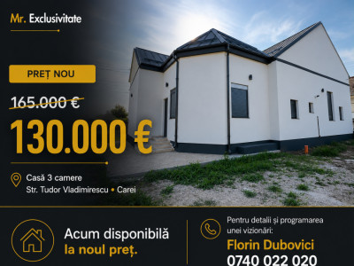 SUPER OFERTĂ! Casă 3 camere 154 mp, Teren 630 mp - Str. T. Vladimirescu - Carei 