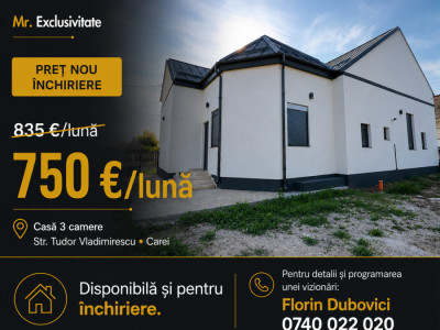 Inchiriere Casă 3 camere 154 mp, Teren 630 mp - Str. T. Vladimirescu - Carei 