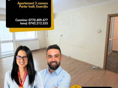 Apartament 3 camere Exercitiu parter inalt vedere bilaterala